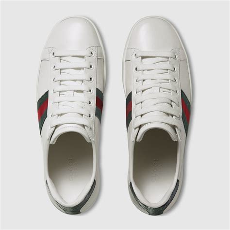 gucci new ace leather low-top sneaker silver|gucci ace gg suede sneakers.